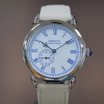 Мужские часы FARASUTE 40 мм С эмалированным циферблатом и запеченными синими стрелками Механизм Hangzhou 5000A Автоматические наручные часы с винтажной цветочной иглой