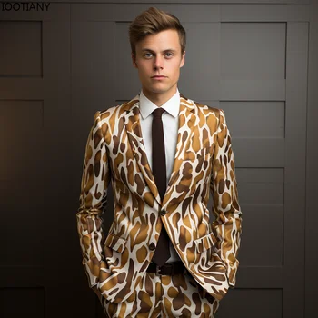 Мужской брючный костюм с леопардовым принтом 2024, мужские костюмы с цифровой 3D-печатью, Cos Party, сцена ночного клуба, Блестящий крутой набор для выступлений
