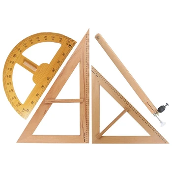 Набор для математики и геометрии из дерева, компас, треугольная линейка Канцелярские принадлежности для учителей Чертежник Классная доска Инженеры Черчение