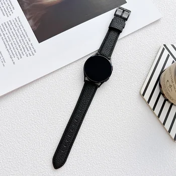 Натуральная кожа личи 20мм 22мм Для Samsung Galaxy watch 4 40мм 44мм 45мм Оригинальный ремешок для часов Watch 4 Classic belt