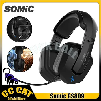 Наушники Somic GS809 Gamer, беспроводные наушники 2.4 G, игровые наушники, шумоподавляющая гарнитура с микрофоном, складные наушники