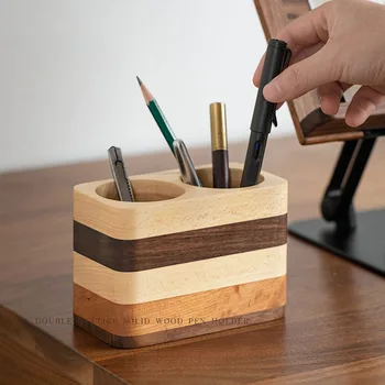 Несколько цветовых сочетаний для организации и хранения деревянных офисных столов, держатель для ручек с двойным отверстием