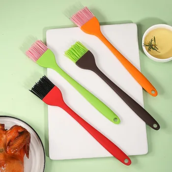 Новая простая двухцветная щетка для барбекю из пищевого силикона, Масляная щетка, Инструменты для высокотемпературной выпечки, Кухонные приправы для еды