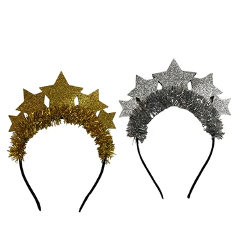 Новогодняя повязка на голову, Мишурный обруч для волос, Эластичный Рождественский реквизит для фотосессии, Новинка, Принадлежности для декора новогодней вечеринки