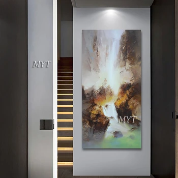 Новое поступление, Абстрактная пейзажная картина с водопадом, качественное художественное произведение, Большая картина на стене гостиной, украшение дома Без рамки
