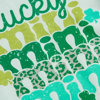Одежда для ирландских фестивалей для маленьких девочек, футболка с коротким рукавом с буквенным принтом и расклешенными брюками с рисунком трилистника