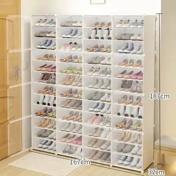 Органайзер для обуви на 4x12 слоев, Штабелируемый шкаф, 96 пар, шкаф для хранения обувных коробок