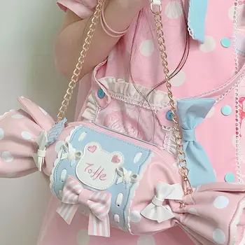 Оригинальная сумка для конфет с вышивкой в виде милой Лолиты, розовая милая переносная сумка