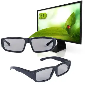 Пластиковые 3D-очки в черной оправе с круговой поляризацией, 1 шт., Проектор для домашнего кинотеатра, телевизор, DVD, Очки для кино 3D Vision