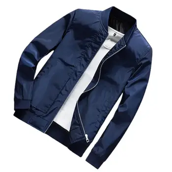 Повседневное мужское пальто Тонкого удобного мягкого дизайна на молнии Мужская куртка-бомбер