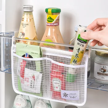 Подвесной сетчатый мешок для хранения в холодильнике Классификация внутренней двери Холодильника Сумка для хранения Органайзер для хранения продуктов на кухне