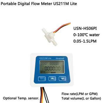 Портативный Цифровой Расходомер US211M Lite и USN-HS06PI 0,05-1,5 л/мин Датчик воды φ6 мм POM Пластик iSentrol Zhongjiang Saier