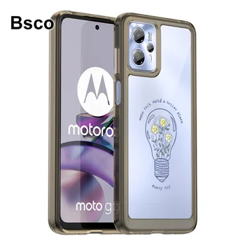 Прозрачный мягкий бампер из ТПУ в цветочном стиле Чехол для телефона Motorola Moto G23 G13 4G с ударопрочной твердой задней крышкой