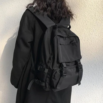 Рабочая одежда Однотонный школьный рюкзак большой емкости Корейская версия Модный простой повседневный мужской рюкзак Рюкзак для студентов колледжа Женский