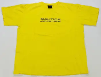 Редкая винтажная футболка с надписью NAUTICA COMPETITION 90-х 2000-х годов желтого цвета XL