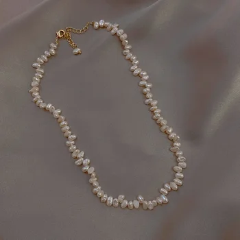 Рисовое зерно в стиле барокко Пресноводный темперамент Ins Модное нерегулярное Короткое жемчужное ожерелье Женское