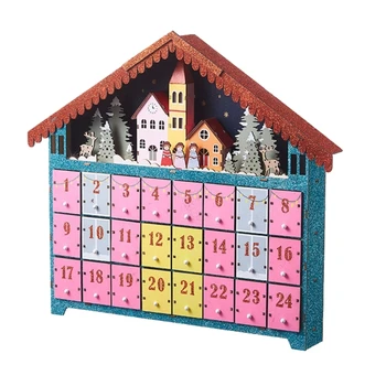 Рождественский деревянный Адвент-календарь, настольное декоративное домашнее украшение для свадьбы, школьного офиса, общежития.