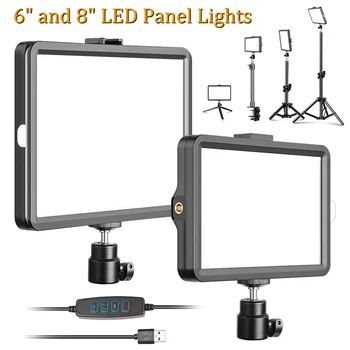 Светодиодная подсветка для видеосъемки, селфи, панель с регулируемой яркостью, заполняющая лампа для прямой трансляции в фотостудии, трехцветная с подставкой для штатива