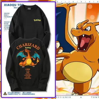 Свитер С круглым вырезом Pokémon Pokémon, свитер с огнедышащим драконом, Мужской Женский осенне-зимний пуловер, Высококачественный детский свитер