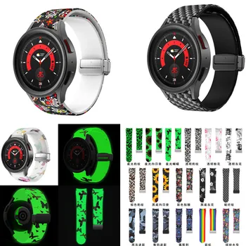 силиконовые магнитные ремешки с цветочным леопардовым принтом 20 мм для Samsung Galaxy Watch5 pro с 45-миллиметровым ремешком Watch4 pro Band watch5