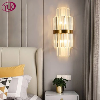 Современные хрустальные Золотые настенные светильники, прикроватные светильники для чердака, светодиодные лампы, украшения для дома, светильники, бра для спальни AC110-240V