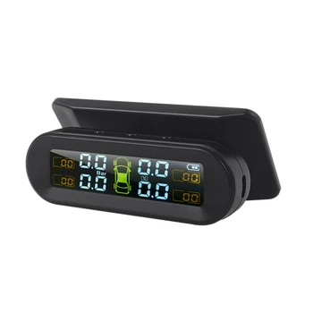 Солнечная беспроводная система контроля давления в автомобильных шинах USB TPMS HD LCD дисплей 4 внешних датчика давления в шинах температуры