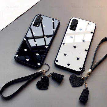 Стеклянный чехол для телефона Realme X XT X2 X7 X50 Pro Ultra Fashion Love Heart Hard Cover