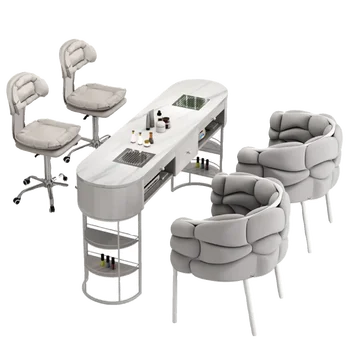 Столы и стулья для нейл-арта в японском стиле, мраморный пылесос, выпечка краски, сетчатый красный двухслойный стол для нейл-арта, кремовый воздух