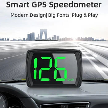 Универсальный Автомобильный HUD Головной Дисплей GPS Цифровой Спидометр Большим Шрифтом Измеритель Скорости КМЧ для Всех Аксессуаров Автозапчастей Plug Play для грузовиков