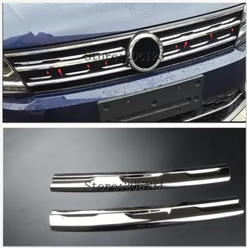 установка переднего капота из нержавеющей стали, заготовка решетки гриль, горизонтальная наклейка, 2 шт на 2016 2017 2018 год для Volkswagen Tiguan mk2