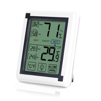 Цифровой гигрометр, комнатный термометр, датчик влажности, монитор с сенсорной подсветкой для домашнего офиса