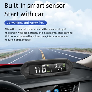 Черный-ABS Беспроводной автомобильный HUD-дисплей, Солнечная панель, Цифровой спидометр, Универсальные аксессуары GPS для транспортных средств