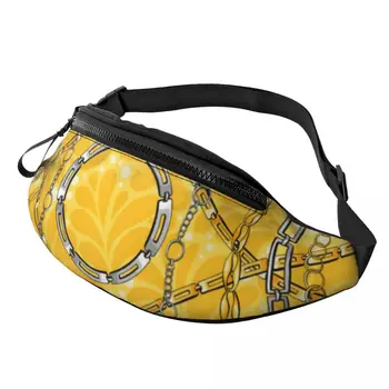 Элегантная поясная сумка с принтом на цепочке, желтая поясная сумка в виде рыбака с цветочным рисунком, забавная сумка из полиэстера