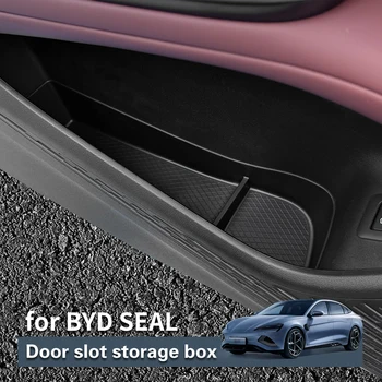 Ящик для хранения на боковой двери для BYD SEAL TPE Органайзер для ручек передней задней двери, Автомобильные Аксессуары для уборки, Черный