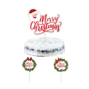【Рождественский Новый дизайн】 Акриловый Топпер для торта Merry Christmas с гирляндой из Санта-Клауса и сосновых веток, украшение для рождественского торта